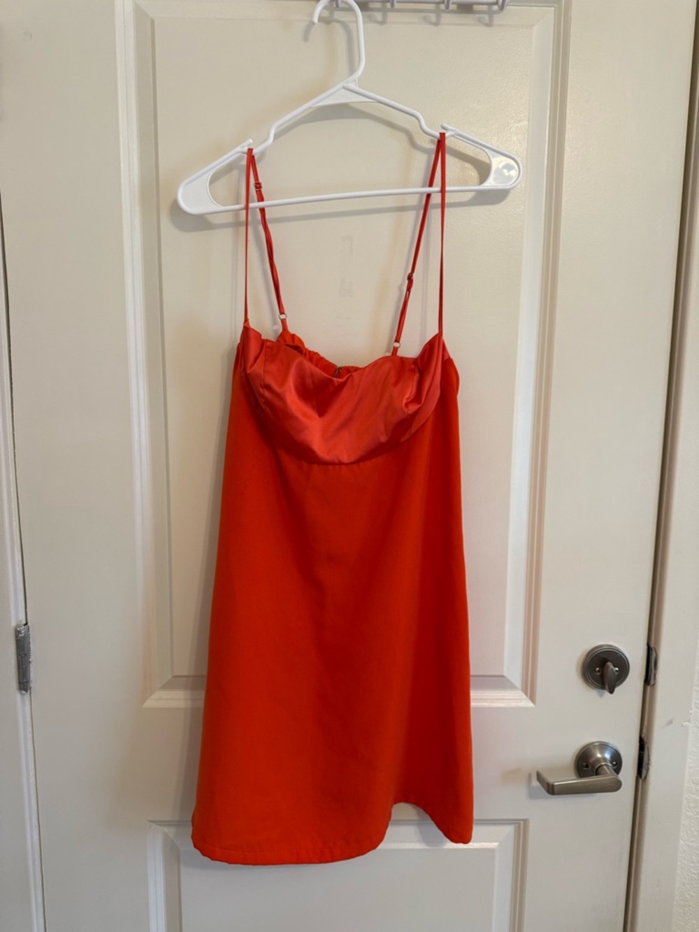 Free People Orange Satin Cowl Mini Slip Dress